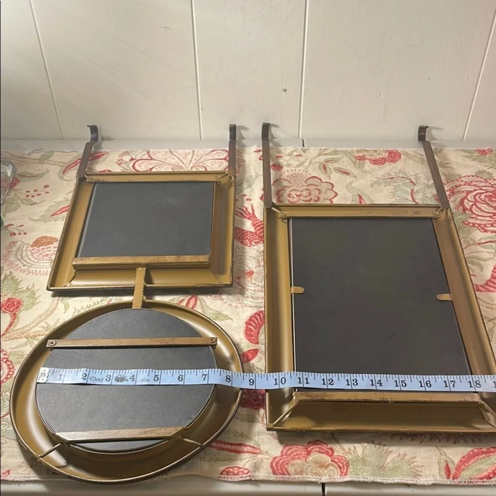 Source Unknown Brown Metal Geometric Set of Mirrors Over a Rod Wall Decor
